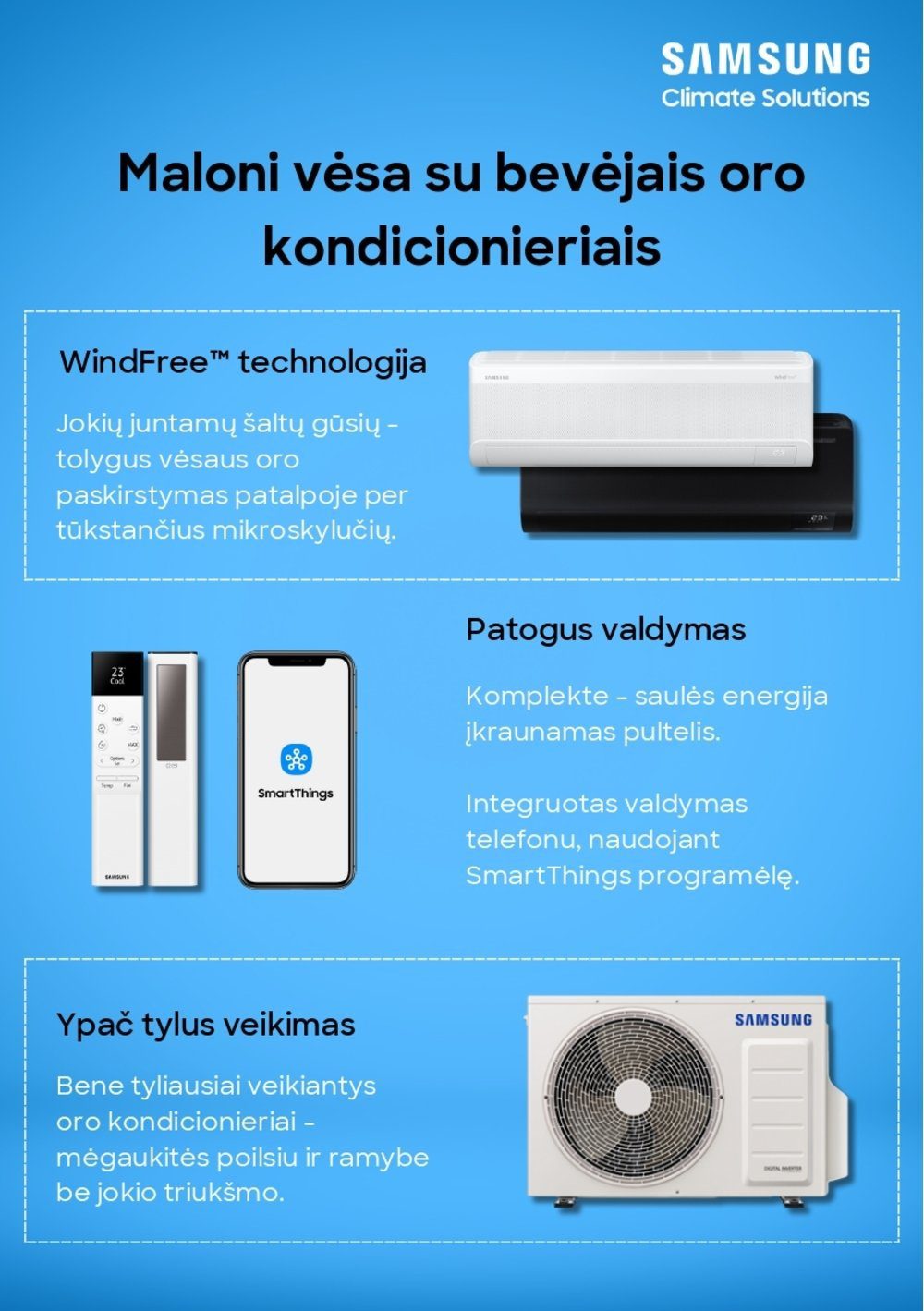 Oro kondicionierius Samsung Comfort S2 Wind Free 3.5/4.0kW AR60F12C1AWNEU-AR60F12C1AWXEU 2 samsung tyliausi kondicionieriai